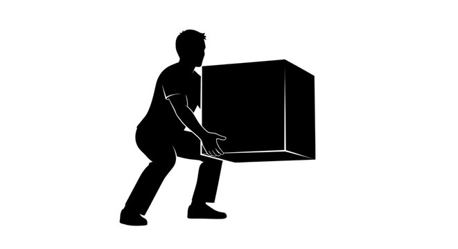 Man lifting a large black box