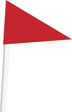 Red golf flag stick pin flat vector illustration isolated on white background for golf course and sport design