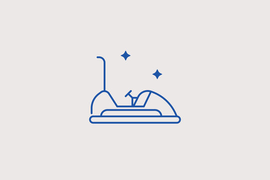 Bumper car line icon for theme park entertainment. Simple vector illustration for attraction guide maps.