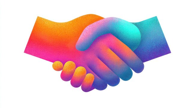 Colorful hands shaking illustrative business graphic