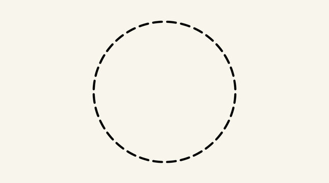 A simple black dashed circle isolated on a plain light background