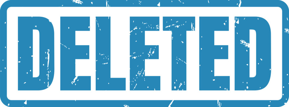 A blue rubber stamp with the word DELETED printed in a bold capital font style