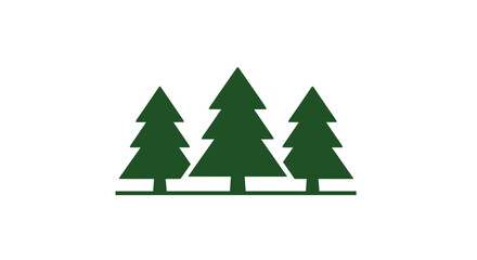 Obraz premium Three green stylized evergreen trees on a white background, simple nature illustration