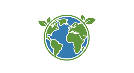 Obraz premium A graphic illustration of the planet Earth with green leaves, representing nature