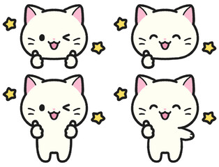 Fototapeta premium いいね、グッドポーズをする猫のイラストセット