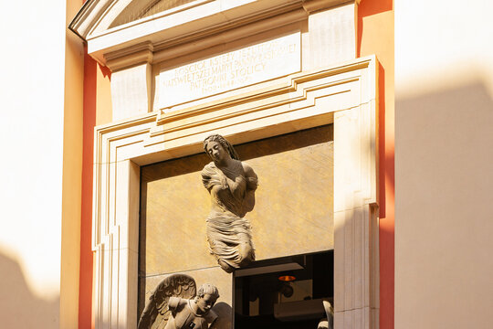 Warsaw, Poland, 20 June 2019: Old town and decorative elements in Warsaw