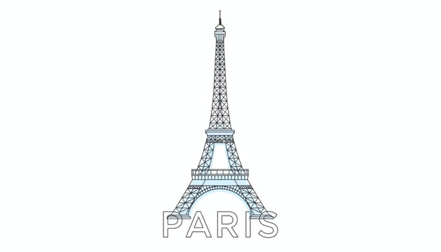 Eiffel Tower illustration, Paris landmark, travel concept, cityscape background