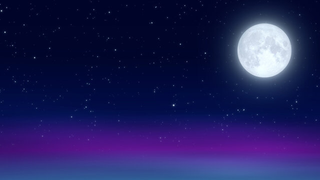 full moon and starry night sky with clouds meditation background,nature landscape glowing and shiny stars relaxing social media design element