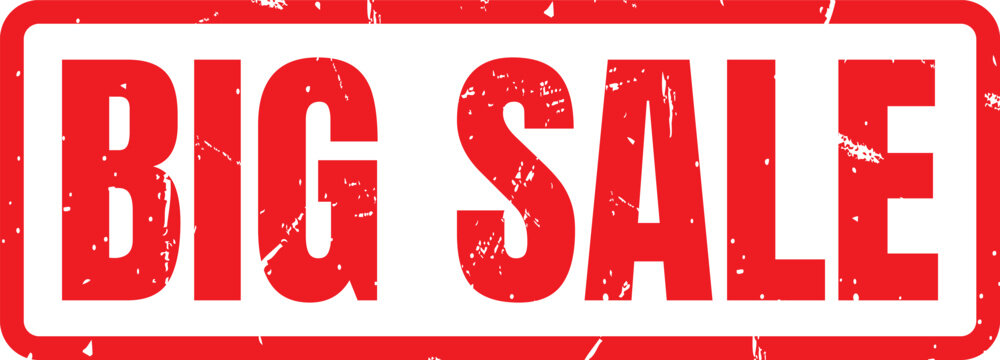 Red rectangular rubber stamp mark with the text big sale for commercial retail marketing campaigns