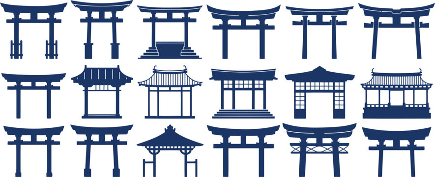 Collection of traditional japanese torii gate