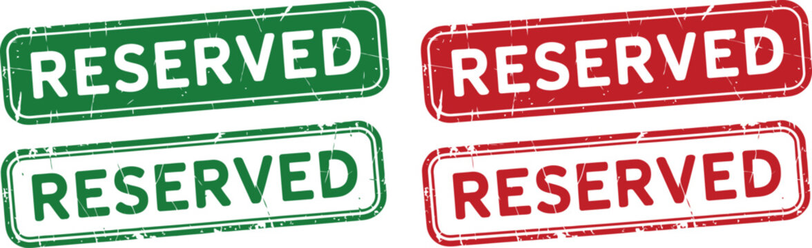 Reserved grunge rubber stamp set in red and green