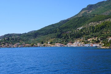 Fototapeta premium View of the town of Vathy on the island of Ithaca of the Ionian islands in Greece