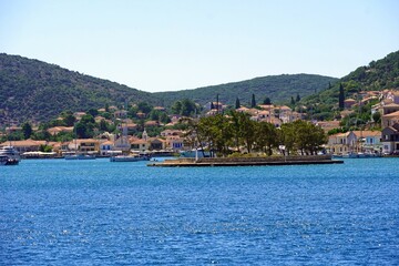 Fototapeta premium View of the town of Vathy on the island of Ithaca of the Ionian islands in Greece
