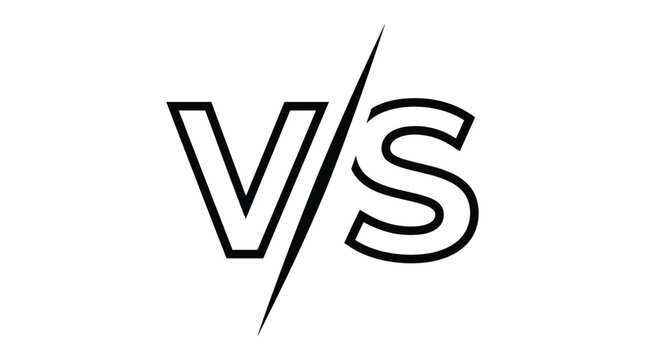 Versus typography badge template with a sharp dynamic slash line for gaming competition