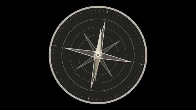 White compass rose analog timer animation rotating navigation overlay