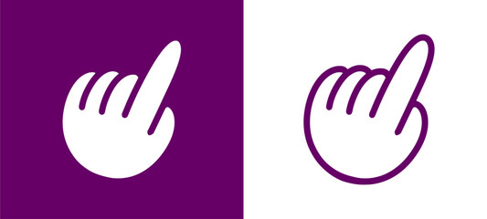Obraz premium Pointing up hand gesture doodle icon displaying human finger direction symbol with purple background for alternative youth culture streetwear clothing brand apparel merchandise clip art.