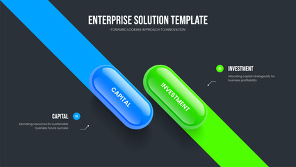 Obraz premium Digital Development Two Option Diagram Slide Template. Financial Insight 2 Step Infographic Presentation Design. Creative Profile Slideshow Layout Vector Illustration.