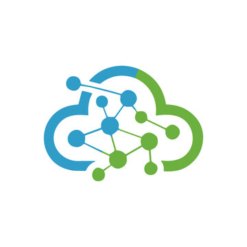 Cloud Network Connection icon logo flat vector design