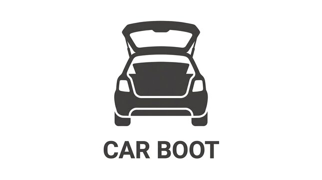 Minimal black icon of an open car boot trunk.