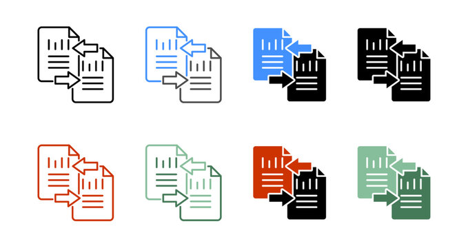 Data Comparison and Document Transfer Icon Vector Illustration Editable