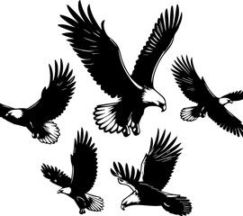 Obraz premium Majestic Eagle Flying Silhouette Symbolizing Freedom, Success, Strength, and Vision