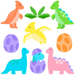 Cute Dinosaur Cartoon Vector Illustration Set © DONGAH