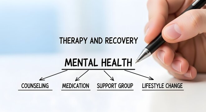 Mental health awareness and recovery strategies with a focus on therapy and counseling.
