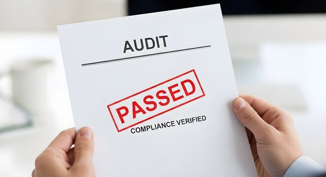 Document with AUDIT PASSED stamp, representing financial review success and compliance.
