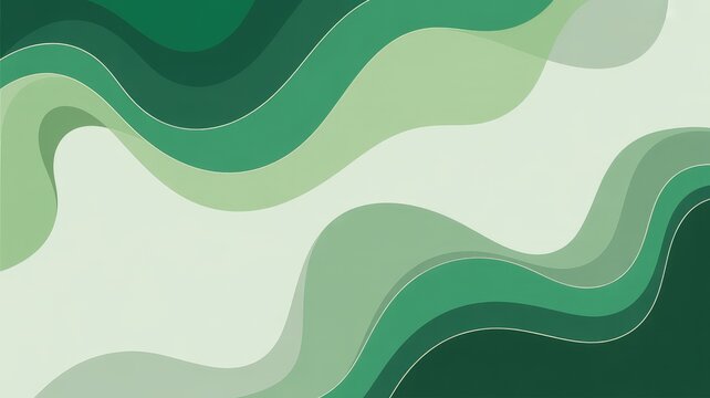 Flowing green waves abstract background