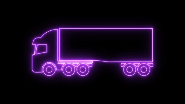 Truck neon icon 4K video animation