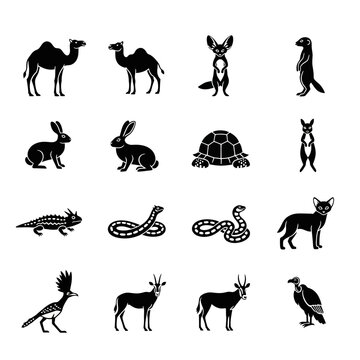 Collection of black animal silhouettes