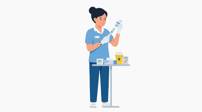 A nurse preparing a vaccine for the concept of healthcare and vaccination.