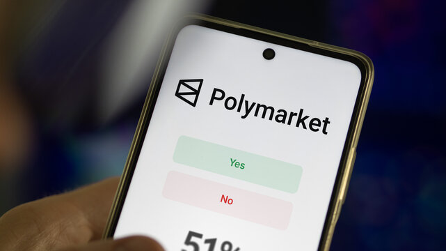 Polymarket application on a phone.