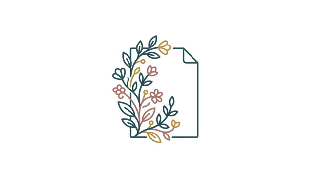 Floral design with a blank paper icon for notes or writing.