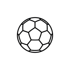 Naklejka premium Black and white football ball icon simple soccer ball outline vector illustration for sport design and logo