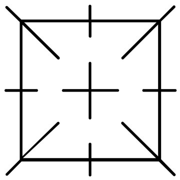 Precision crosshair reticle outline vector glyph illustrating strategic aiming, KPI measurement, focal clarity, and performance tracking in a sleek monochrome stroke for enterprise planning