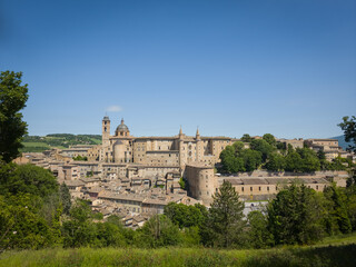 Fototapeta premium Panoramic view of Urbino from Via Fratelli Rosselli in Italy