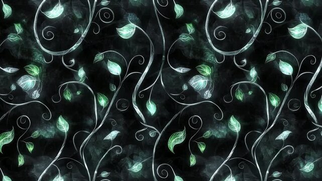 swirling vines on black background