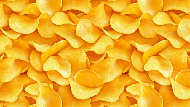 A seamless loop of golden potato slices creates a dynamic backdrop. Perfect for culinary or snack-related projects.