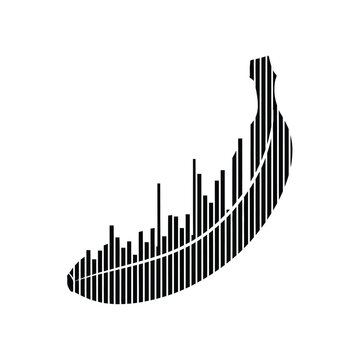 Minimalist Abstract Banana Graphic Composed of Vertical Lines - Data Visualization and Sound Equalizer Concept Fruit Icon