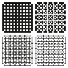 Fototapeta premium Set of geometric weave grid and checkerboard patterns vector. Ideal for creating seamless backgrounds textures and stencil designs.
