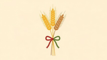 Fototapeta premium Bunch of Wheat Stalks Tied with a Ribbon.