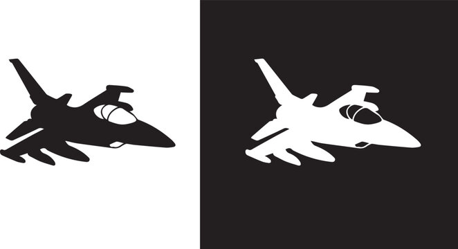 Fighter jet silhouette vector icon,modern and creative design ideas,isolated on white background,can be for signs,logo, vector 