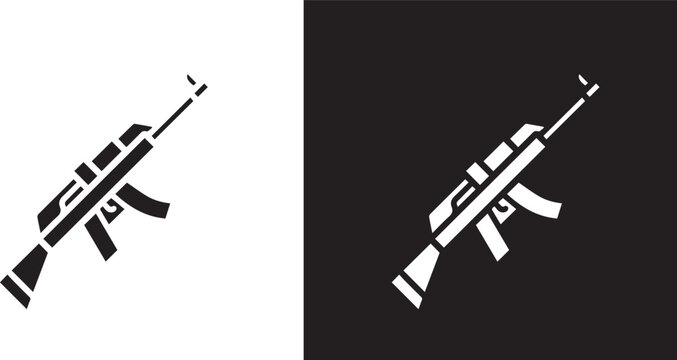 Hunting rifle icon in black style isolated on white background. Hunting symbol stock illustration.vector  