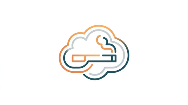 Abstract cloud shape with cigarette and smoke icon.