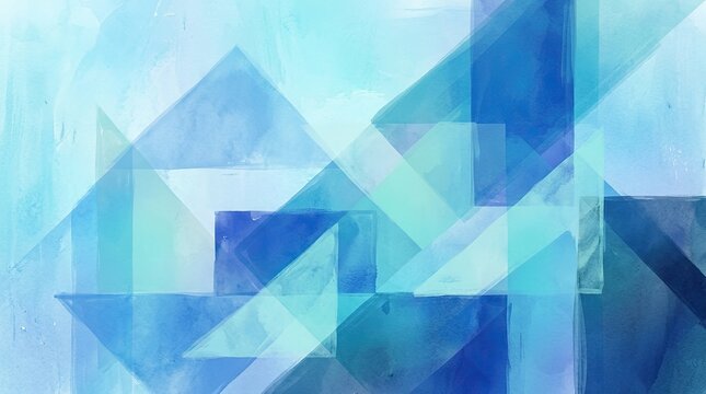Dynamic blue and teal watercolor geometric pattern with sharp angles and layered shades.