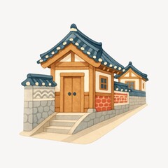 Fototapeta premium Traditional Korean architecture illustration