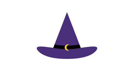 Fototapeta premium Purple witch hat with gold buckle isolated on white background