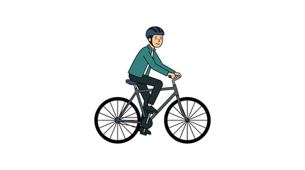 Fototapeta premium Man riding a bicycle wearing a helmet for safety and exercise on a white background