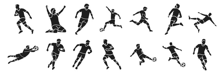 Silhouette set of soccer players in action and celebration © Oleksandr